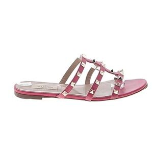 Valentino Garavani Pink Studded Women's Sandals 38.5 
Rockstud-embellished flat